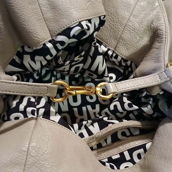 ✨ Marc by Marc Jacobs Classic Q Workwear Leather Satchel Tote Bag Beige Cream - Picture 15 of 16